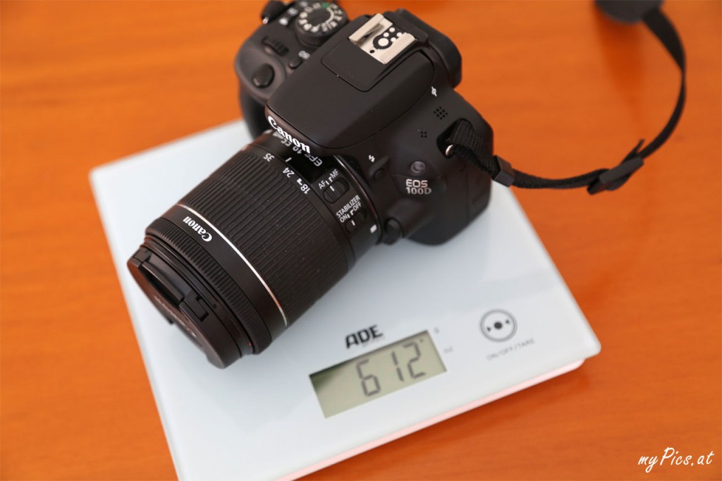 Gewicht Waage Canon EOS 100D Kamera